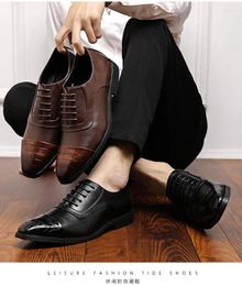 Dress Shoes 2024 Oversized Leather Crocodile Pattern Lace Up Low Cut Casual Men's Business