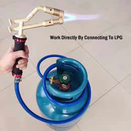 Double Head High Temperature LPG Welding Torch Air Conditioner Copper Tube Welding Gun Pig Hair Removal Barbecue Fire Gun