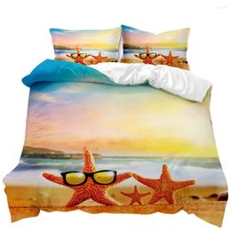 Bedding Sets Bedclothes Beach Scenery Series Set Winter Three Piece Thicke Bed Cover Cotton Duvet 260x220 Quality