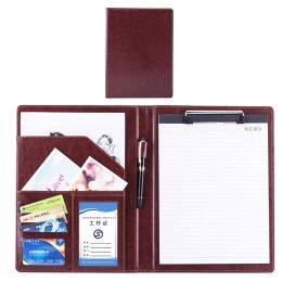 Supplies Waterproof Multi Pocket A4 File Durable With Notepad PU Leather Portable Clipboard Folder Pen Slot Portfolio Solid School