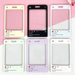 Cute Photo Card Holder Kpop Idol Postcard Protective Case Bus Student ID Card Sleeves Pendant Keychain Ins Kawaii Stationery