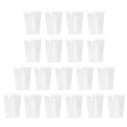 Disposable Cups Straws 50pcs 50ml Hard Plastic Measuring Cup With Lid Laboratory Sample Collection Paper