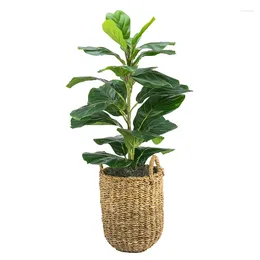 Decorative Flowers LCG Sales 30" Artificial Fig Plant In A Handwoven Basket With Handles