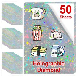 Paper 50Sheets Diamond Printable Vinyl Sticker Paper Selfadhesive A4 Glossy White Transparent Copy Paper DIY Label for Inkjet Printer