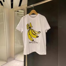 Women's T Shirts Alphabet Banana Print White Round Neck Loose Short Sleeve Cotton T-Shirt In Stock