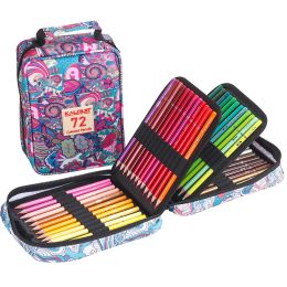 Pencils Kalour 72 Coloured Oil Pencils Set Zipper Travel Case,Soft Core,Ideal for Drawing Sketching Shading Art Supplies Beginners Kids