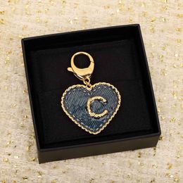 2024 Luxury quality large size key chain with blue enamel in 18k gold plated have stmap box bag accessory PS3389B