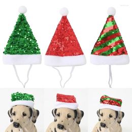 Dog Apparel Cat Christmas Santa Hat Dogs Party Costume Headband Dress Up Headwear Festival Sequins Po Props Drop