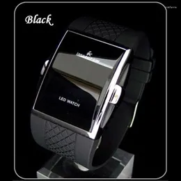 Wristwatches Men Sport Digital Watches Black White Rectangle Man LED Fitness Watch Silicone Strap Mens Electronic Clock Relogio Masculino