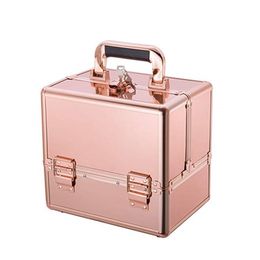 Beauty Box Double open Aluminium alloy portable large cosmetic case portable manicure Beauty Hair tattoo embroidery toolbox manufacturer