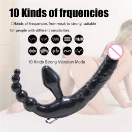 Toys Strapon Dildo Vibrator for Couples Erotic Intimate Goods Double Penetration 10 Speed Anal Vibrator Sex Toys for Women