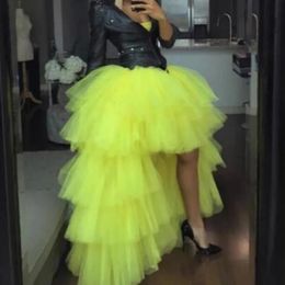 Fashion Hi Low Puffy Tutu Long Skirts Women High Waist Lush Tiered Tulle Ruffle Formal Party Skirt Custom Made Any Color Free 240326