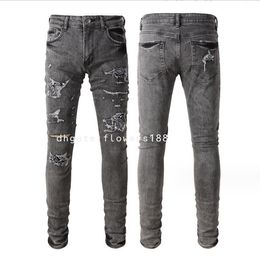 Men's Jeans 2024 Men's Vintage Grey Cashew Floral Stretch Jeans Slim Skinny Jeans Dragon Jeans Dress Jeans Dropped Crotch Jeans