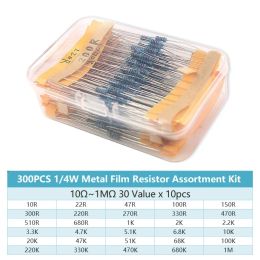 300/600PCS 1/4W Metal Film Resistor Box power resistors Kit : 30Values 10Ohm ~1M Resistance 1% Set of Resistors DIY Electronic