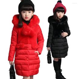 Down Coat Children's Winter For Girls Fashion Warm Thicken Cotton Jacket Baby Kids Long Clothing Add Velvet Parkas