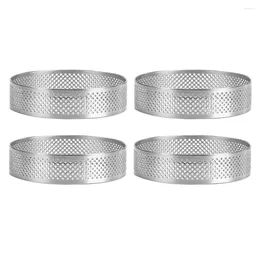 Baking Tools 4 Pack Stainless Steel Tart Rings 2.4In Perforated Cake Mousse Ring Mould Round