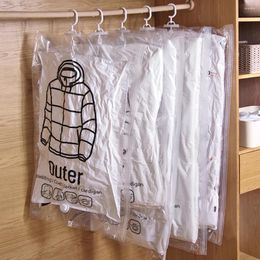 Storage Bags Hang Transparent Vacuum Bag For Clothes Down Jacket Overcoat Compression Dustproof Home Organizer Sealed