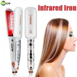 Irons Infrared Steam Hair Straightener Salon 2 Inch LED Wide Plate Straightening Professional Flat Iron PTC Fast Heating Styling Tools