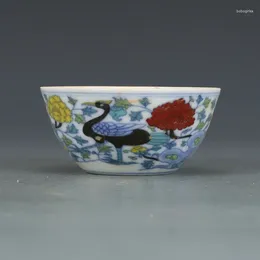 Mugs Chinese Contrasting Colours Porcelain Ming Chenghua Peacock Design Cup 3.15 Inch