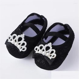 First Walkers Born Girl 0-12Months Baby Shoes Spring Sweet Crown Princess Infant Girls Crib Drop Delivery Ot8Ok