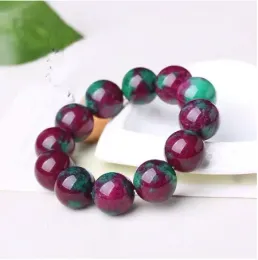 Bracelets Bangle Natural Jade Jewellery Round Beads Natural Ruby Emerald Jade Bracelet