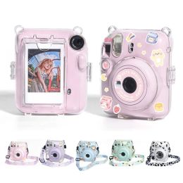 1PC For Fujifilm Instax Mini 12 Transparent Photo Film Storage Bag Camera Case Cover Travel Shoulder Bag With Cute Sticker