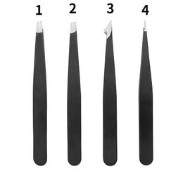 2024 Stainless Steel Eyebrow Clip Black Pointed Eyebrow Tweezers Plucking Beauty Too pince a epiler