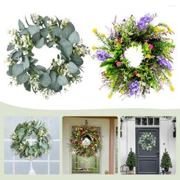 Decorative Flowers 30/35/40CM Artificial Flower Wreath Realistic Plastic Floral Garland Aesthetic For Wedding Holiday Decor