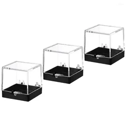 Jewellery Pouches 3 Pcs Mineral Standard Box Display Container Sample Case Specimen Boxes Showcase Containers Transparent Plastic Storage