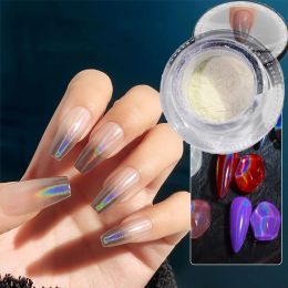 1Box Universal Laser Nail Glitter Holographic Powder Nail Art Chrome Aurora White Pigment Shiny Mirror Manicure Mermaid Dust #F*