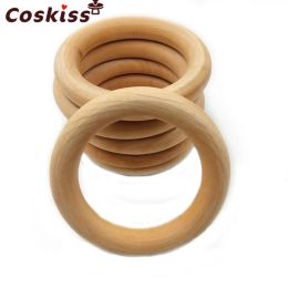 Necklaces 20pcs Wooden Teething Ring Baby Teether 2598mm Diy Nursing Materials Accessories Necklace Making Tiny Rod Ring
