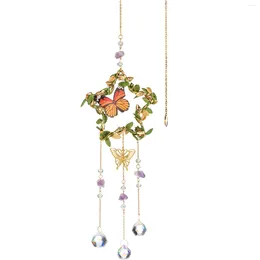 Decorative Figurines Butterfly Crystal Pendant Hanging Ornament Suncatcher Window Household Crystals Prisms Decoration Adornment Indoors