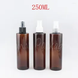 Storage Bottles 250ML Brown Flat Shoulder Plastic Bottle 250CC Empty Cosmetic Container Toner / Perfume Sub-bottling ( 25 PC/Lot )