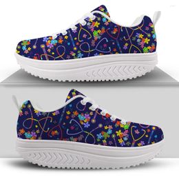 Casual Shoes INSTANTARTS Cute Cartoon Pattern Running For Women 2024 Mesh Breathable Sneakers Lace Up Wedge Platform Ladies