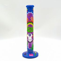 1pc,11.8in,Glass Bottle With 420 Theme,Glow In Dark,Borosilicate Glass Water Pipe,Glass Bong,Glass Hookah,Hand Painted,Home Decorations,Smoking Accessaries
