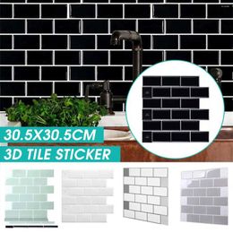Wall Stickers 30.5x30.5cm Tile Sticker Kitchen Decal 12x12inch Removable Faux Brick Stick-On Waterproof Solid Home Decor