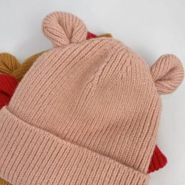 Cute Bear Ear Baby Hat Soft Knitted Warm Cap Beanie Solid Colour Autumn Winter Kids Boys Girls Crochet Hats Bonnet
