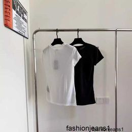 Designer Nanyou Women's Correct Edition P Family 2024ss SpringSummer New | Inverted Triangle Round Neck Short sleeved T-shirt 4RTR