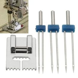 4pcs/set Double Twin Needles Wrinkled Sewing Presser Foot for Sewing Machine Size 2/90 3/90 4/90 multifuctional fittings