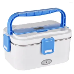 Dinnerware 60W Heating Lunch Box Portable Dual Power Supply Interface Stainless Steel Liner Electric Insulation With Spoon And Fork