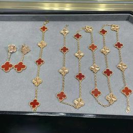 Collana a trifoglio a quattro foglie Gold 18k di alta qualità Designer di lusso 925 Orecchini in bracciale in argento sterling Set di gioielli