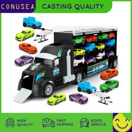 Model Car Children's Engineering Truck Tractor Garage Cars Container Truck Car Storage Car Goods Toys for Boy New Year Xmas Gift