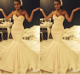 New Simple Design White Mermaid Wedding Dresses Plus Size Summer Sweetheart Court Train Beach Wedding Bridal Gowns Custom Made