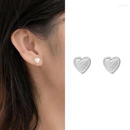 Stud Earrings 925 Sterling Silver Love Heart For Woman Girl Fashion Simple Frosted Design Jewelry Party Gift Drop