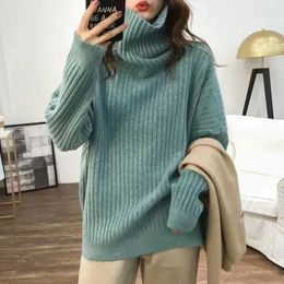 Women's Sweaters 2024 Casual Winter Women Tops Solid Pullover Female Fashion High Collar Warm Long Sleeve Loose Jumper Knitted Sweater