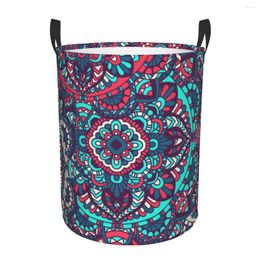 Laundry Bags Folding Basket Tribal Mandala Dirty Clothes Toys Storage Bucket Wardrobe Clothing Organizer Hamper