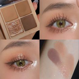 INS Super Fire Internet Celebrity Explosive Mini Four-color Eyeshadow Plate 4-color Sequin Glitter Pearlescent Matte Four-Palace Eyeshadow