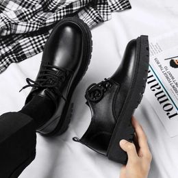 Dress Shoes Men Business Casual Leather Non Slip Platform Oxfords Lace-up Black Career Shoe Male Derby Loafers Office