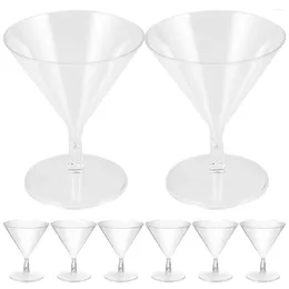 Disposable Cups Straws 8 Pcs Wineglass Martini Glasses Cup Wedding Clear Goblets For Party Abs