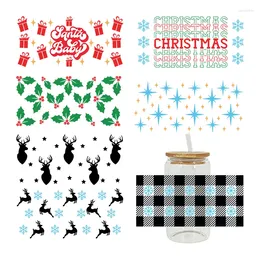 Window Stickers 3D UV DTF Transfers 16oz Cup Wraps Year Merry Christmas Printed For DIY Glass Ceramic Metal Leather Etc. D5240